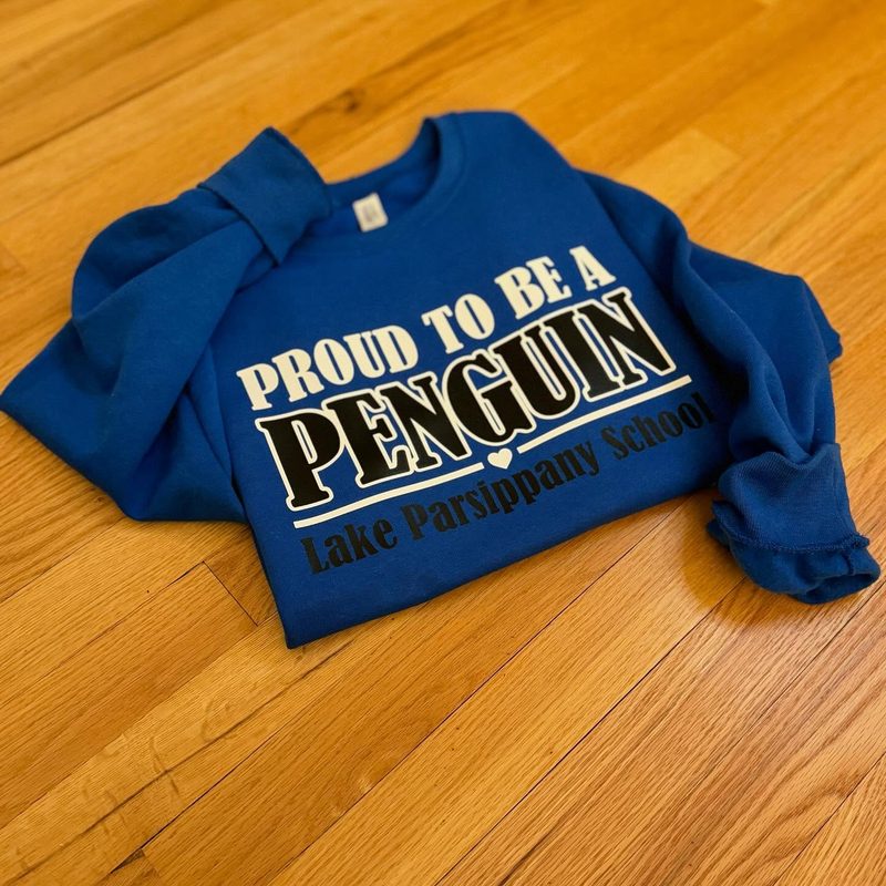 Navy “Proud to Be a Penguin” school spirit sweatshirt for Lake Parsippany School